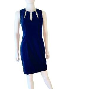 Elie Tahari Jemra Deep Blue Velvet Cutout Neckline Sheath Dress S